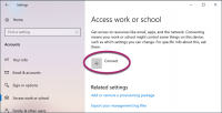 Connect option circled in Access work or school Settings window